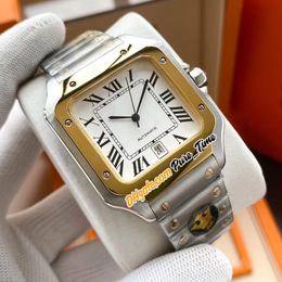 TWF V12 New W2SA0009 Seagull Automatic Mens Watch Date White Dial Two Tone 18K Gold Steel Bracelet Sapphire Watches PureTime E187
