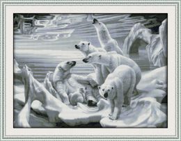 The Polar bear homeland animal home decor painting ,Handmade Cross Stitch Craft Tools Embroidery Needlework sets counted print on canvas DMC 14CT /11CT