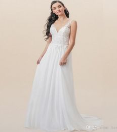 Liz Martinez Vintage Lace Floral Beach Boho Wedding Dresses V-neck Backless People Bohemian Street Bridal Gowns DH4216