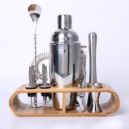 Bartending Kit Cocktail Shaker Set Kit Bartender Kit Shakers Stainless Steel 12-piece Bar Tool Set With Stylish Bamboo Stand C1904225J