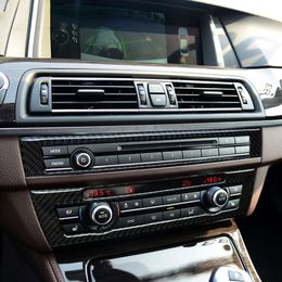 For BMW F10 F11 5 Series Interior Trim Carbon Fiber Car CD Control Panel Stickers AC CD Panel Frame Accessories for 520i 525i