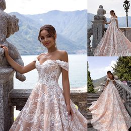 Newest Ball Gown Pentelei Wedding Dresses Off Shoulder Sleeveless Tulle Applique Sequins Pearls Wedding Gowns Sweep Train robe de mariée