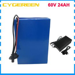 3500W 60V 24AH Lithium battery 60V electric bike battery 3000mah 30Q 5C 15A cell with 60A BMS 67.2V 5A Charger