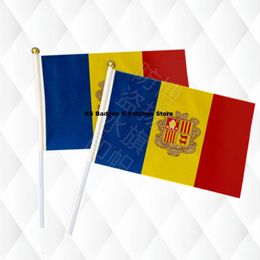 Andorra Hand Held Stick Cloth Flags Safety Ball Top Hand National Flags 14*21CM 10pcs a lot