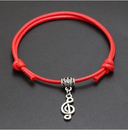 Simple Charm Bracelet black Red Colour Adjustable Rope String Lucky Bracelet Music Note Charms Women lovers Jewellery