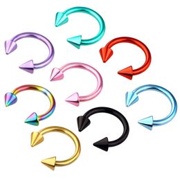 Colourful Stainless Steel Nose Ring Piercing Horseshoe Spike Septum Piercing Eyebrow Tragus Helix Pircing Lip Piercing