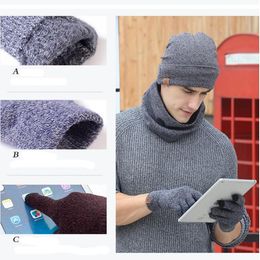 Fashion-Men women autumn winter European American popular Couple lover Hats Scarves Gloves Sets multi knitted sweater hat scarf gloves