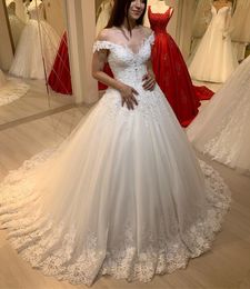 2020 Arabic Aso Ebi Cheap Lace Beaded Wedding Dresses A-line Tulle Vintage Bridal Dresses Elegant Wedding Gowns ZJ354