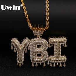 Uwin Crown Initial Letter Pendant Necklace Customzie Bubble Initial Letters Gold Silver Rose Gold Colour Words Name Oem Link J190713