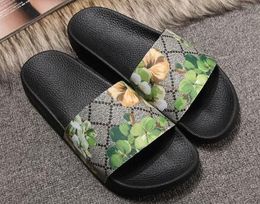 Men Women Black Leather Slippers Shoes 2020 Slide Summer Fashion Wide Flat Slippery Sandals Slipper Flip Flop Shoe
