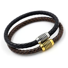 Weave Leather Bracelet charm Silver Gold Magnetic Clasp Braid Bracelets Wristband Cuff Women Men Fashion Jewellery Will and Sandy Drop Ship