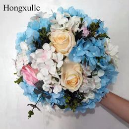 Wedding decoration Artificial flower ball hydrangea rose silk flowers stand simulation rose wreath fake flowers iron stand frame road lead