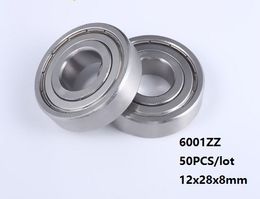 50pcs/lot 6001ZZ bearing 6001Z 6001 Z ZZ 12*28*8mm shielded Deep Groove Ball bearing 12x28x8mm