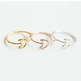 Wholesale 10pc/Lot Hollow Moon Rings Hammered Line Crescent Moon Knuckle Ring Size For Women Girls Fashion Rings R066 Factory Direct Sale