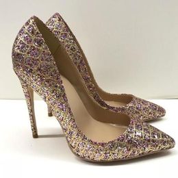 Hot Sale- fashion Women Pumps Multi Color Gold Glitter Strass pointed toe High Heels Sandals Shoes Bride Wedding Pumps 120mm 100mm 8cm