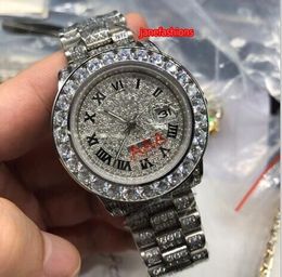 Silver stainless steel diamond watch size 40mm large dial fashion hot popular watches men's automatic mechanical watch free shipping