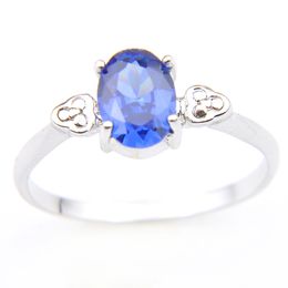 Luckyshine Swiss Blue Topaz Gem Women Rings 925 Sterling Silver Rings USA Australia Holiday Rings