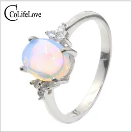 Hot-sale opal engagement ring for girl 7 mm * 9 mm natural opal silver ring classic sterling silver opal fine Jewellery romantic gift