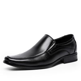 Italian Fashion Men Black Brown Dress Shoes Leather Slip On Man Formal Suit Footwear with Buckle 2019