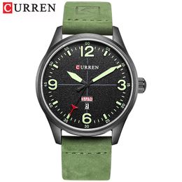 Cwp 2024 CURREN Fashion Classic Business Quartz Men's Wristwatch Display Date Week Waterproof Watches Leather Strap Male Clock