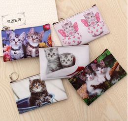 Lady Grils Cat Printed Change Coin purse waterproof makeup bag Clutch Wallet Card holder key Bag cosmetic bag