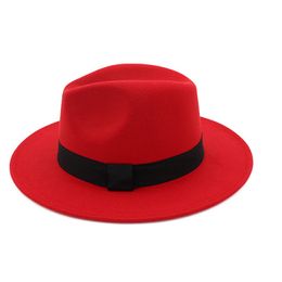 Moda- Fedora Hats Aba larga Panama Jazz chapéu de feltro de lã Cap Homens Mulheres Vestido Unisex Igreja Chapéu Fascinator Trilby