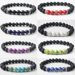 8MM Natural Black Lava Stone Bracelet DIY Aromatherapy Essential Oil Diffuser Bracelet for women yoga Jewellery