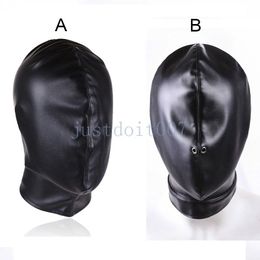 Bondage Couple Game Leather Full Head Hood Mask Blind Sensory Deprivation Restraint new #R34
