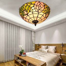 Tiffany style stained glass ceiling lights E27 rose art deco glass light corridor bedroom balcony ceiling lamp TF065