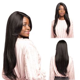 Cambodian Straight Lace Front Wig with Bangs Side Part Remy Human Hair Wig for Black Women Pre Plucked