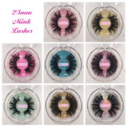 5D 25mm Mink Eyelashes Long Dramatic Real Mink Hair Eye Lashes Private Label Custom Packaging Box