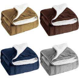 Thick Double-layer Flannel Blanket Winter Warm Soft Thick Blanket Sofa/Bed/Travel Double Layer Fleece Blanket