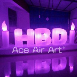 1.5m H or Custom New Portable Glowing HBD Inflatable Letters With Two Candles for Party and Advertising on Sale