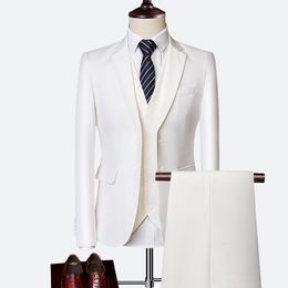 Mens Suit 2020 Business Casual Suits Sets Fashion for Wedding Male Blazers Coat Trouser Waistcoat Jacket Pant Vest Suit Slim Fit
