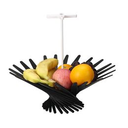 Creative Folding Fruit Basket ABS+ Stainless Steel Fruit Plate Rotating Vortex Fruit Rack Tray Holder Bowl Home Decor