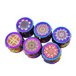 Newest Drum Rainbow Zinc Alloy 55MM Dry Herb Tobacco Grind Spice Miller Grinder Crusher Grinding Chopped For Cigarette Smoking Tool DHL Free