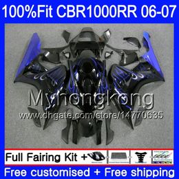 Injection Body Blue flames glossy+Tank For HONDA CBR1000 RR CBR 1000 RR 2006 2007 276HM.55 CBR 1000RR 06-07 CBR1000RR 06 07 OEM Fairings kit