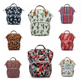 Baby Diaper Backpack Cactus Sunflower Print Changing Nappy Mummy Bag Maternity Large Capacity Baby Stroller Bags Multi-functional Trave Bag