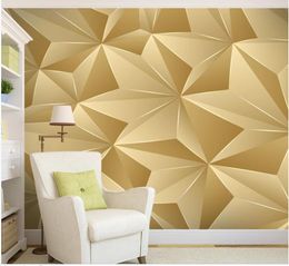 Custom wallpapers gold wallpapers Modern minimalist golden geometric abstract TV background wall