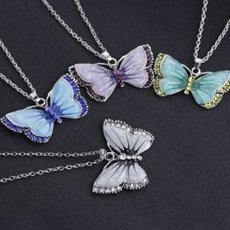 enamel diamond butterfly necklace colorful butterfly pendant women necklaces pendants will and sandy fashion jewelry