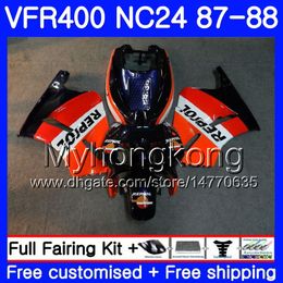 Body For HONDA RVF400R VFR400 R NC24 V4 RVF400RR VFR400R 87 88 267HM.19 RVF VFR 400 R Repsol blue VFR400RR VFR 400R 1987 1988 Fairing kit