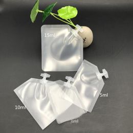 1000pcs Open Bottom Frosted Plastic Heat Seal Vacuum Packed Pouch 3/5/10/15ml Travel Cosmetic Cream Sample Bag With Cap