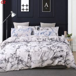 US Size Bedding Duvet Cover 3 Piece Set Soft Comfortable Marble Texture Quilt Cover Pillowcase Set Back to School Twin Queen King Size