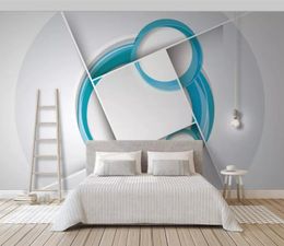 Custom photo 3d wallpaper mural Square rounded geometric three-dimensional bedroom HD silk TV background wall wallpaper for living room