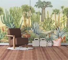 beibehang Custom wallpaper 3d large mural papel de parede European retro garden plant cactus living room TV background wall pape