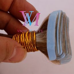 Wholesale 100g Double Drawn Natural Color Blonde 100% Tape in European Cuticle Aligned Virgin Extensions Human Hair