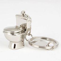 Novelty Trinket Mini Cute Toilet Keychain Silver Colour Friend Funny Gift Key Ring Cool Unique Water Closetool commode keychain