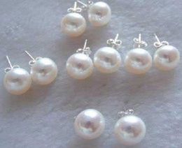 FREE SHIPPING 5pc 7-9MM White Akoya Cultured Pearl Earring