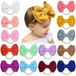 Double Layer Bow Hairband Baby Girls Toddler Kids Elastic Headband Knotted Nylon Turban Head Wraps Bow-knot Hair Accessories