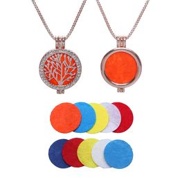 Life Tree Phase Box Aroma Silver Sweater Necklace Essential Oil Diffuser Necklace Aromatherapy Pendant Stainless Steel Small Box for Women,